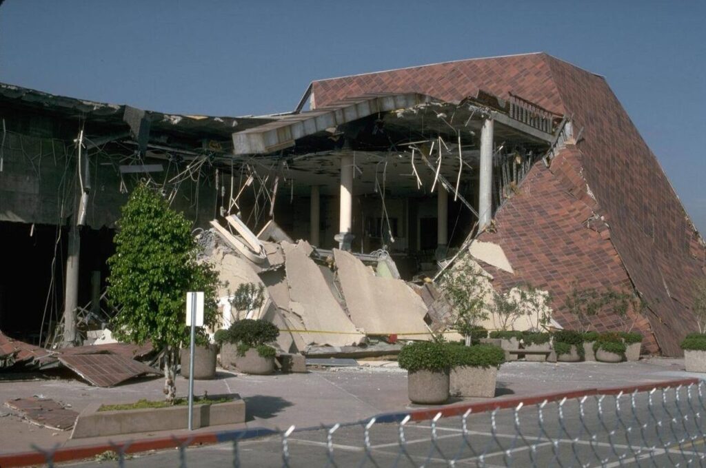 Commercial building collapse during the Northridge earthquake.