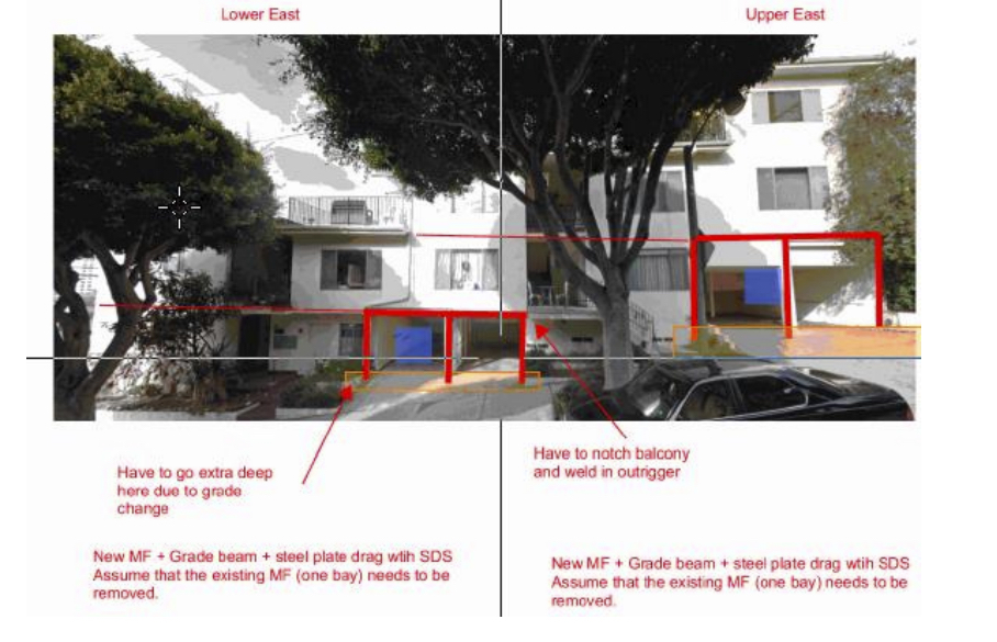 Sample apartment elevation with notes