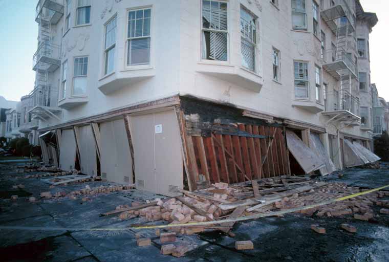 Loma Prieta earthquake damage, 1989.